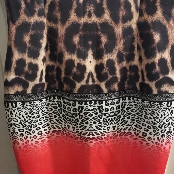 NWOT VENUS Brown and Tan Sheath Above The Knee Length Crew Neck Sleeveless Dress - Picture 4 of 5